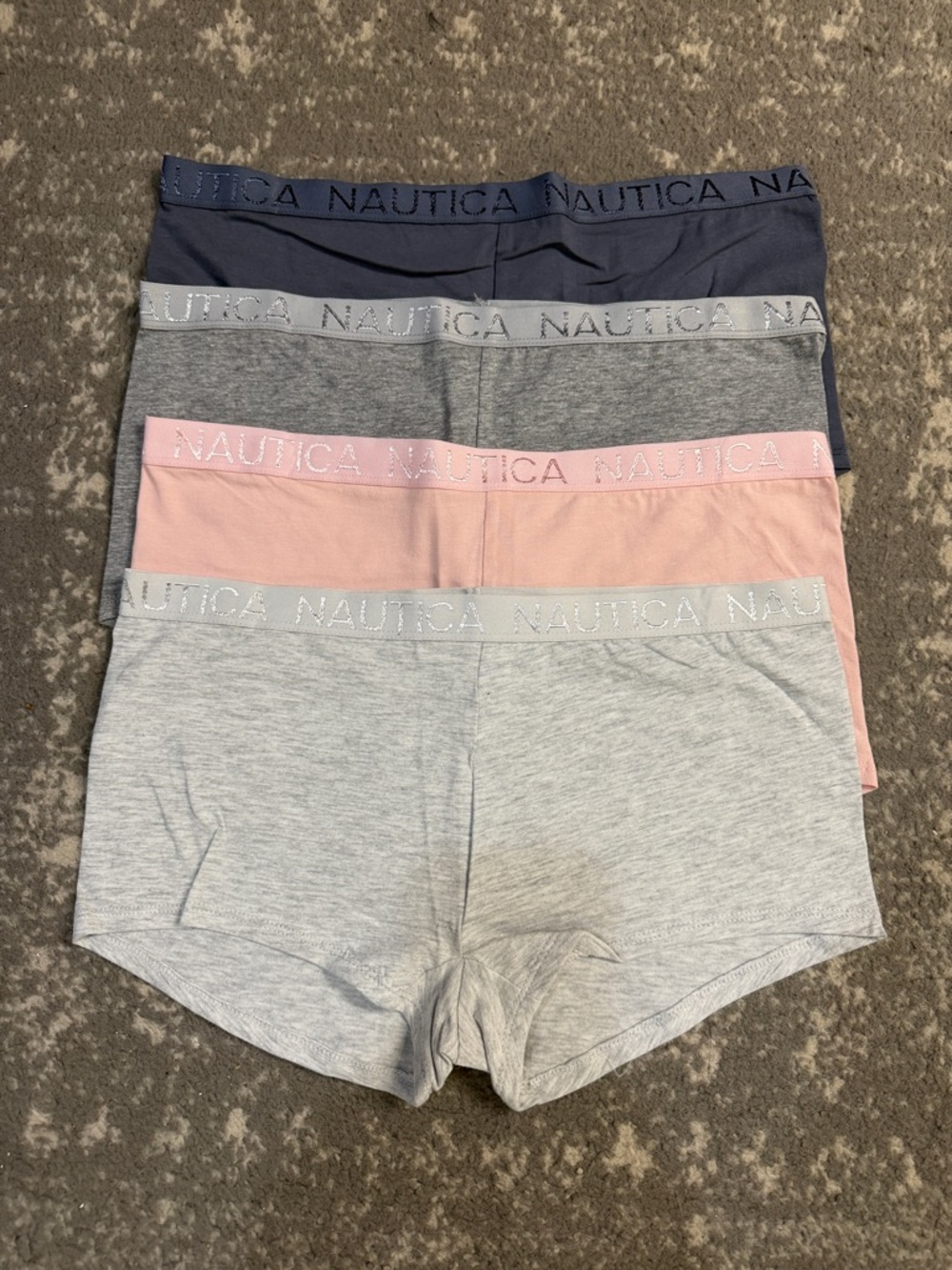 Nautica Women’s 4-Pack Hipster Shorts in Navy, Pink & Light Gray
